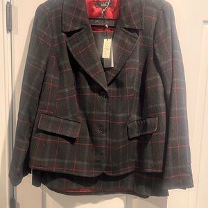 Talbots Women's Black and Red Checkered Suit w/Skirt and Blazer